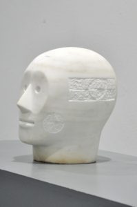 A marble sculpture by artist and sculptor Giorgos Alexandridis, presenting a crash test dummy. Ένα γλυπτό σε μάρμαρο από τον εικαστικό και γλύπτη Γιώργο Αλεξανδρίδη.