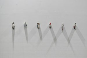 The work "dust protectors" by artist and sculptor G. Alexandridis. Material: newspapers. Το έργο "αλεξισκόνια" από τον εικαστικό και γλύπτη Γ. Αλεξανδρίδη.